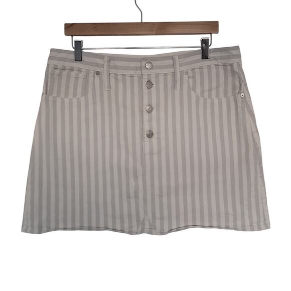 Madewell Stretch A-Line Mini Skirt-Pompano Stripe: Button-Front Edition, 32 - Picture 1 of 8